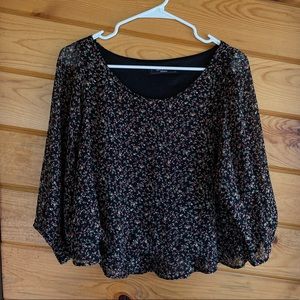Lucy Love • Black Floral Blouse • Women's Medium